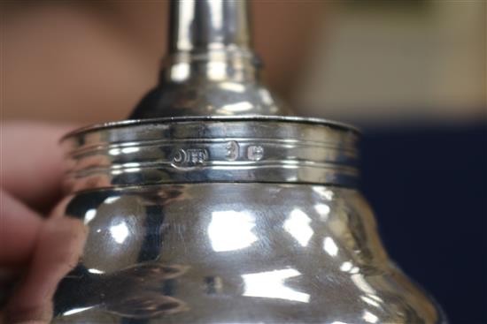 A George III silver wine funnel, crested, London 1794, maker Henry Chawner and a small Irish wine funnel.